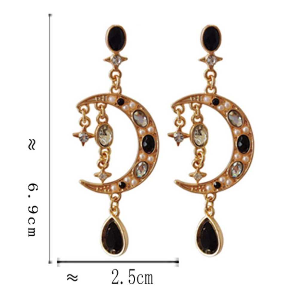 💙LAST ONE 💖Crystal Rhinestone Moon Star Earring - Picture 5 of 6